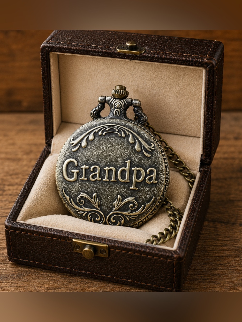 Grandpa Engraved Pocket Watch - Antique Brass Finish